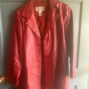 Vintage Venezia Red genuine Leather Button Up Jacket